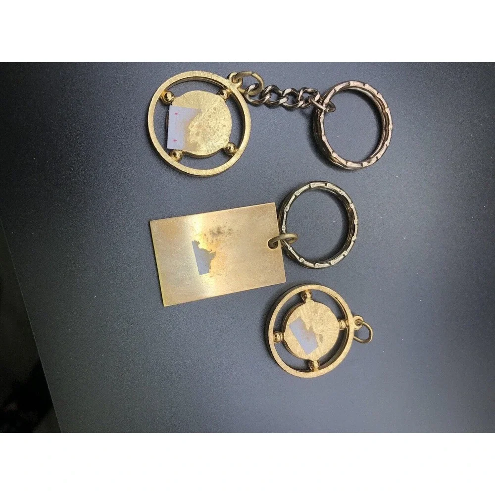 Lot Of 3 Indian Head Penny Coin In‎ Vintage Gold-tone Keychain Antique Coin